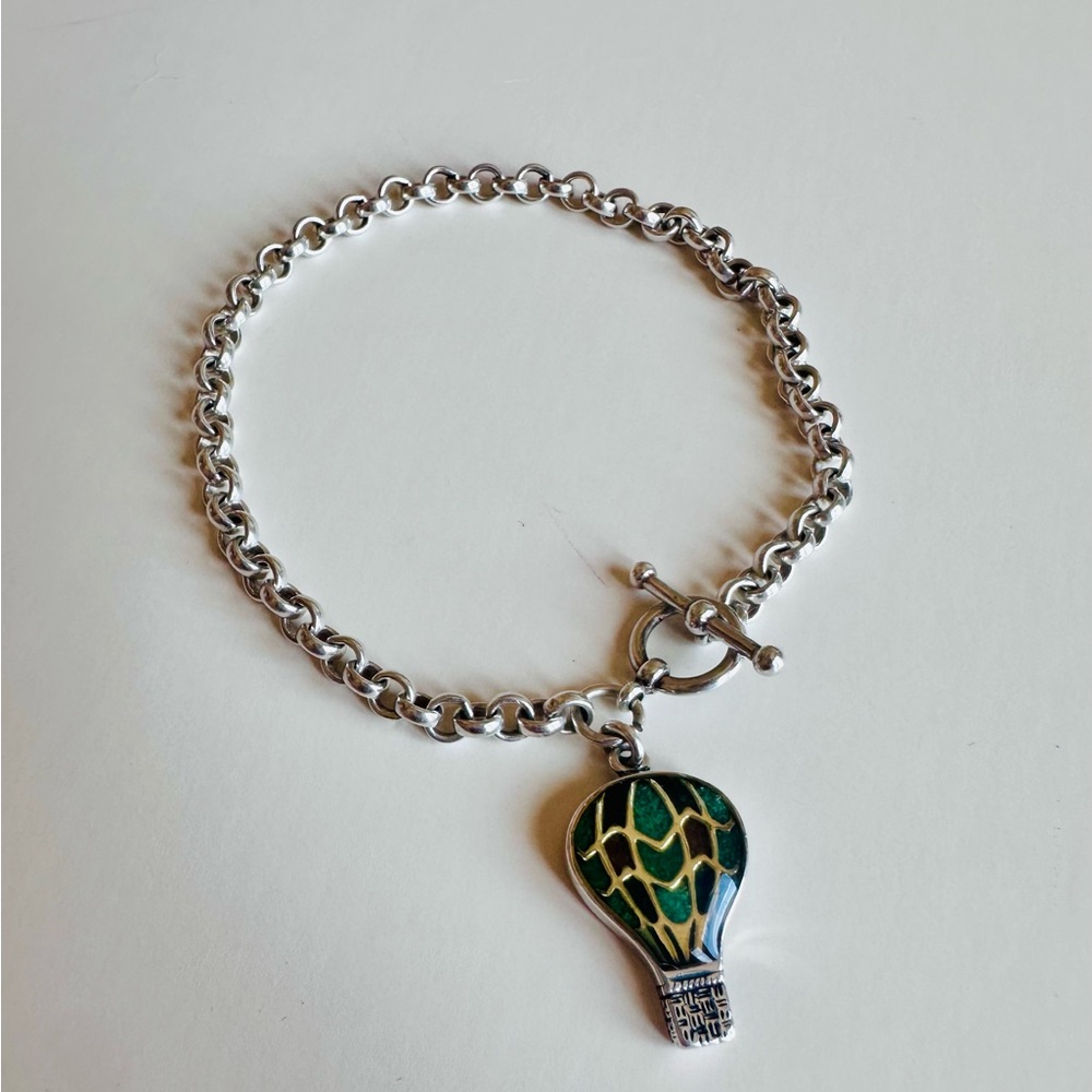 Silver Chain Bracelet with Hot Air Balloon Charm